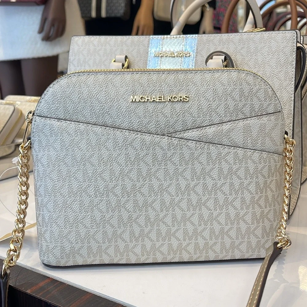 Michael Kors Jet Set Travel Medium Metallic Signature Logo Dome Crossbody NWT - Picture 5 of 16